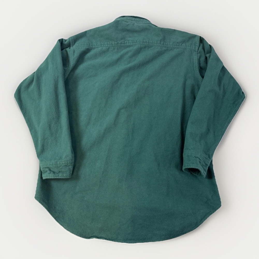 Vintage Woolrich Shirt Men's L Green Flannel Brushed Fleece Cotton Button Down - Picture 2 of 8